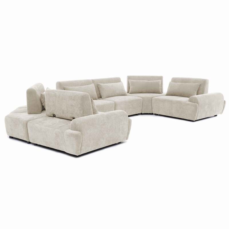 Modulares Ecksofa panorama 6-Sitzer aus Stoff mit Kissen (4/7)