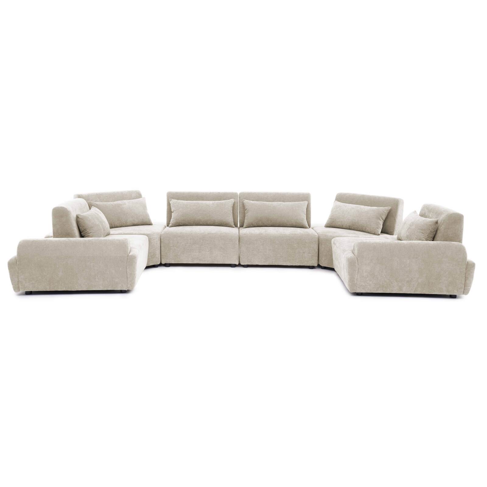 Modulares Ecksofa panorama 6-Sitzer aus Stoff mit Kissen