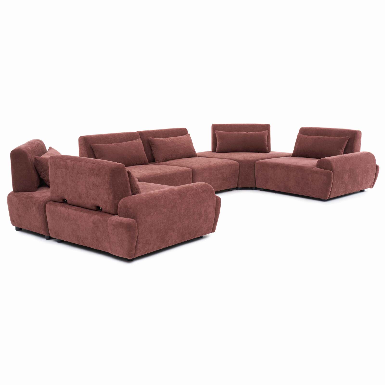 Modulares Ecksofa panorama 6-Sitzer aus Stoff mit Kissen