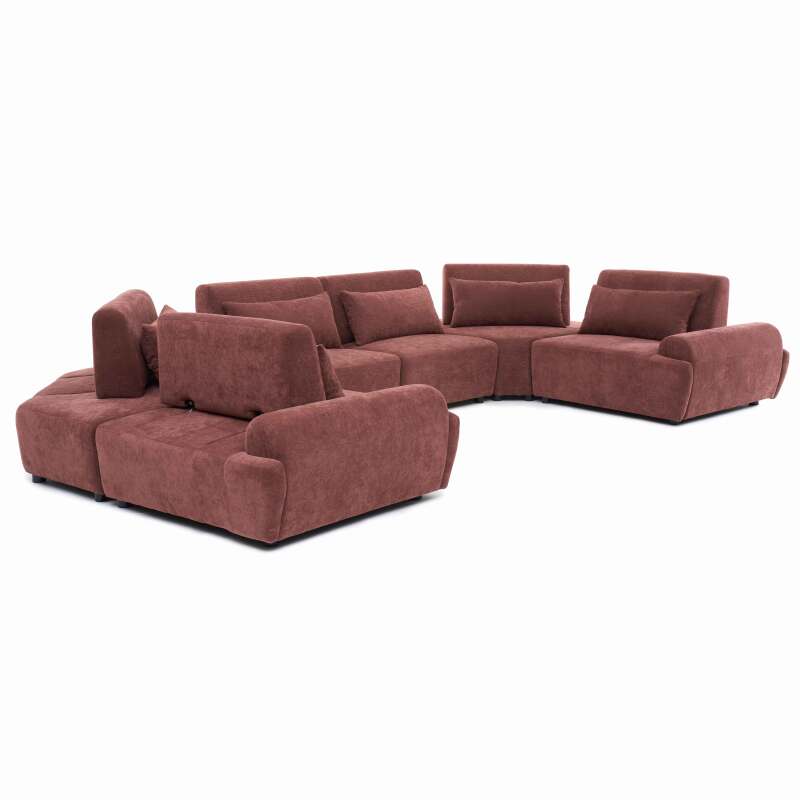 Modulares Ecksofa panorama 6-Sitzer aus Stoff mit Kissen (3/7)