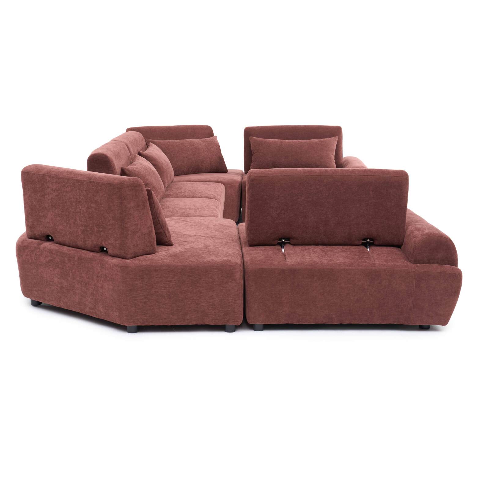 Modulares Ecksofa panorama 6-Sitzer aus Stoff mit Kissen