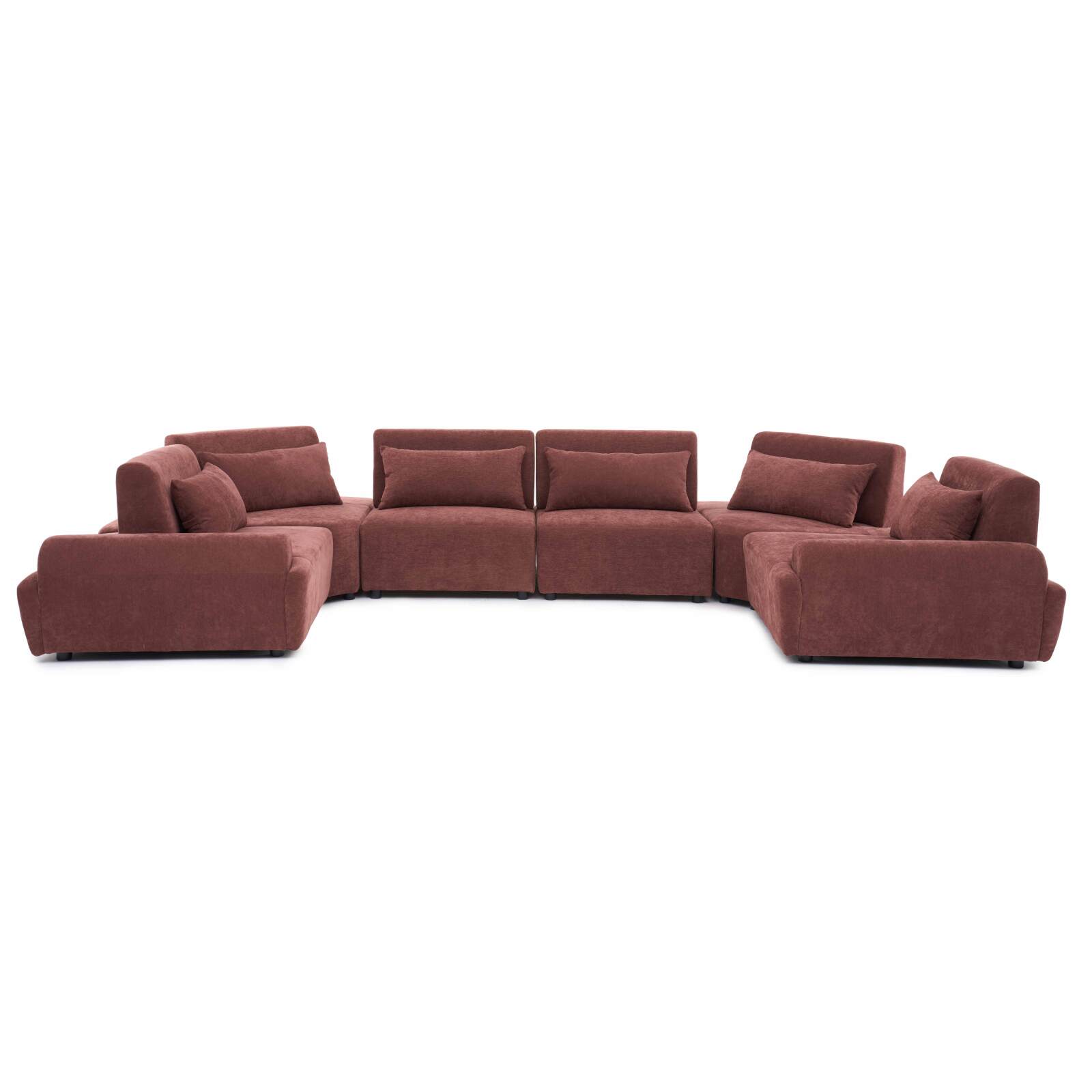 Modulares Ecksofa panorama 6-Sitzer aus Stoff mit Kissen