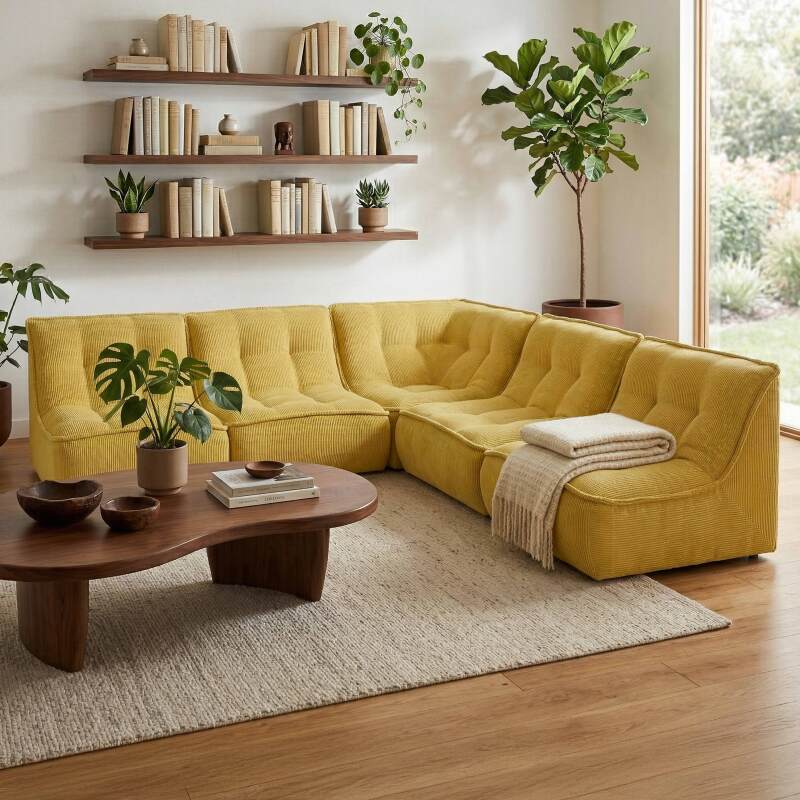 Modulares Sofa 3-Sitzer aus Cord Stoff - Lifestyle
