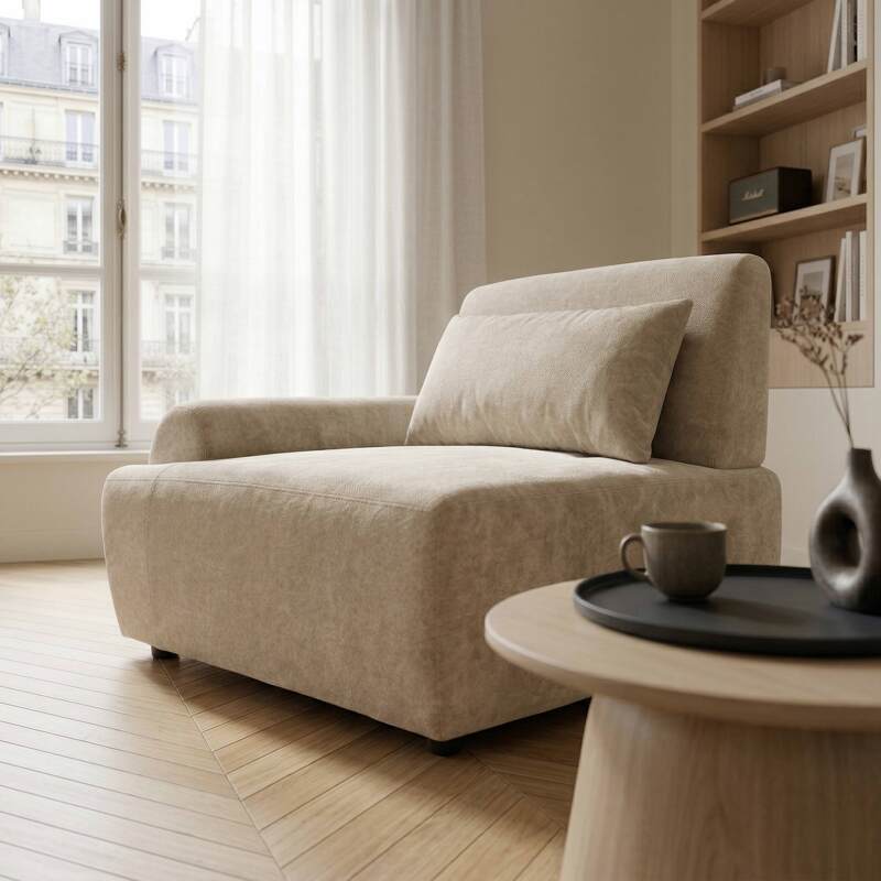 Rechter Sessel für modulares Sofa aus stoff mit Kissen (3/8)