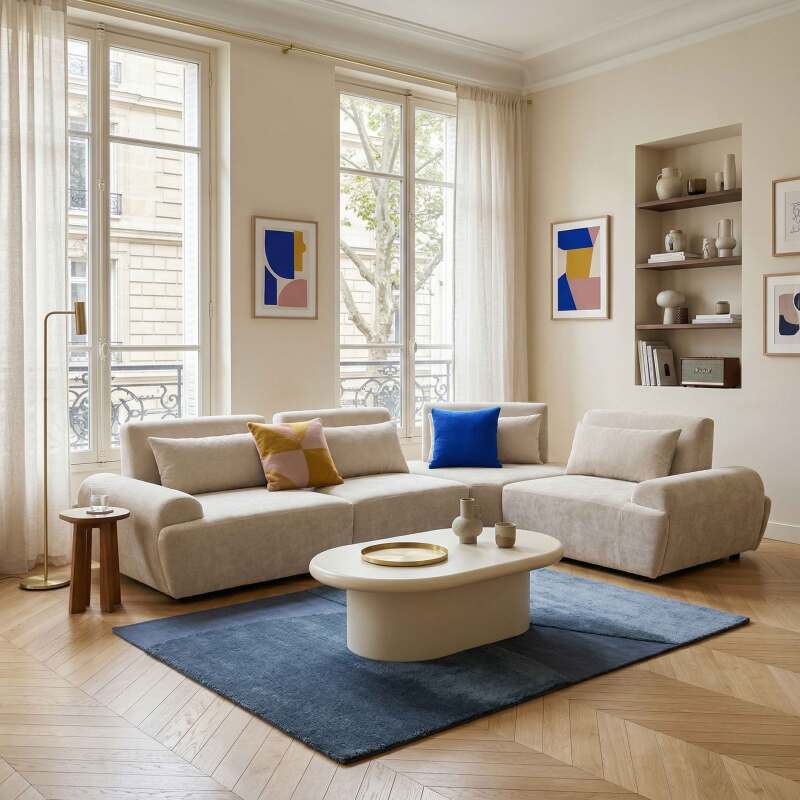 Rechter Sessel für modulares Sofa aus stoff mit Kissen (7/8)