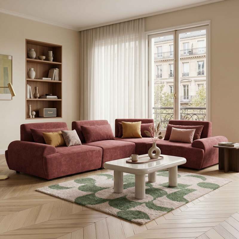 Rechter Sessel für modulares Sofa aus stoff mit Kissen (7/8)