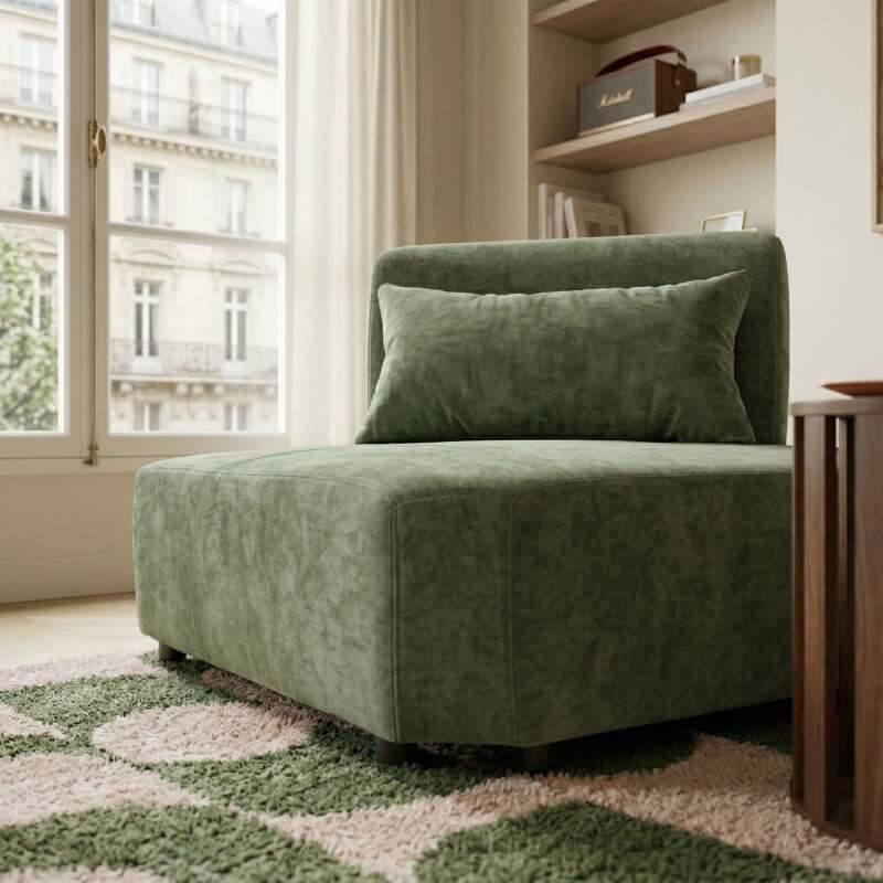Eckensessel aus Stoff für modulares Sofa mit Kissen (3/8)