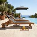 Sonnenliegen aus zertifiziertem Holz neigbar mit Rollen - 2er-Set