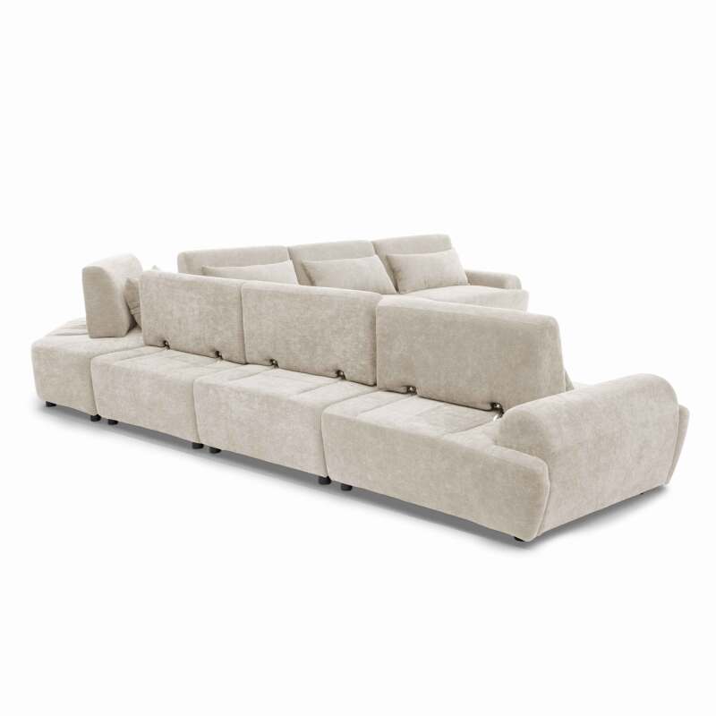 Modulares Ecksofa 7-Sitzer aus Stoff mit Kissen (5/8)