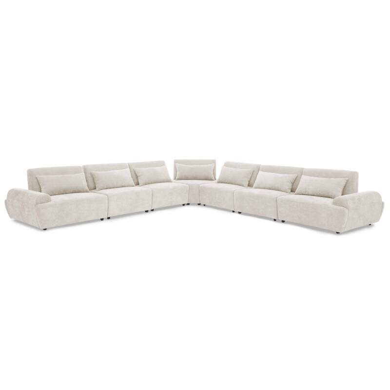 Modulares Ecksofa 7-Sitzer aus Stoff mit Kissen