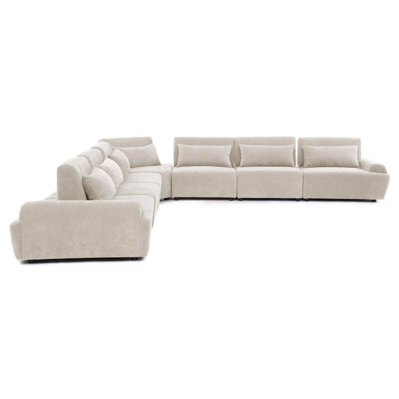 Modulares Ecksofa 7-Sitzer aus Stoff mit Kissen (3/8)