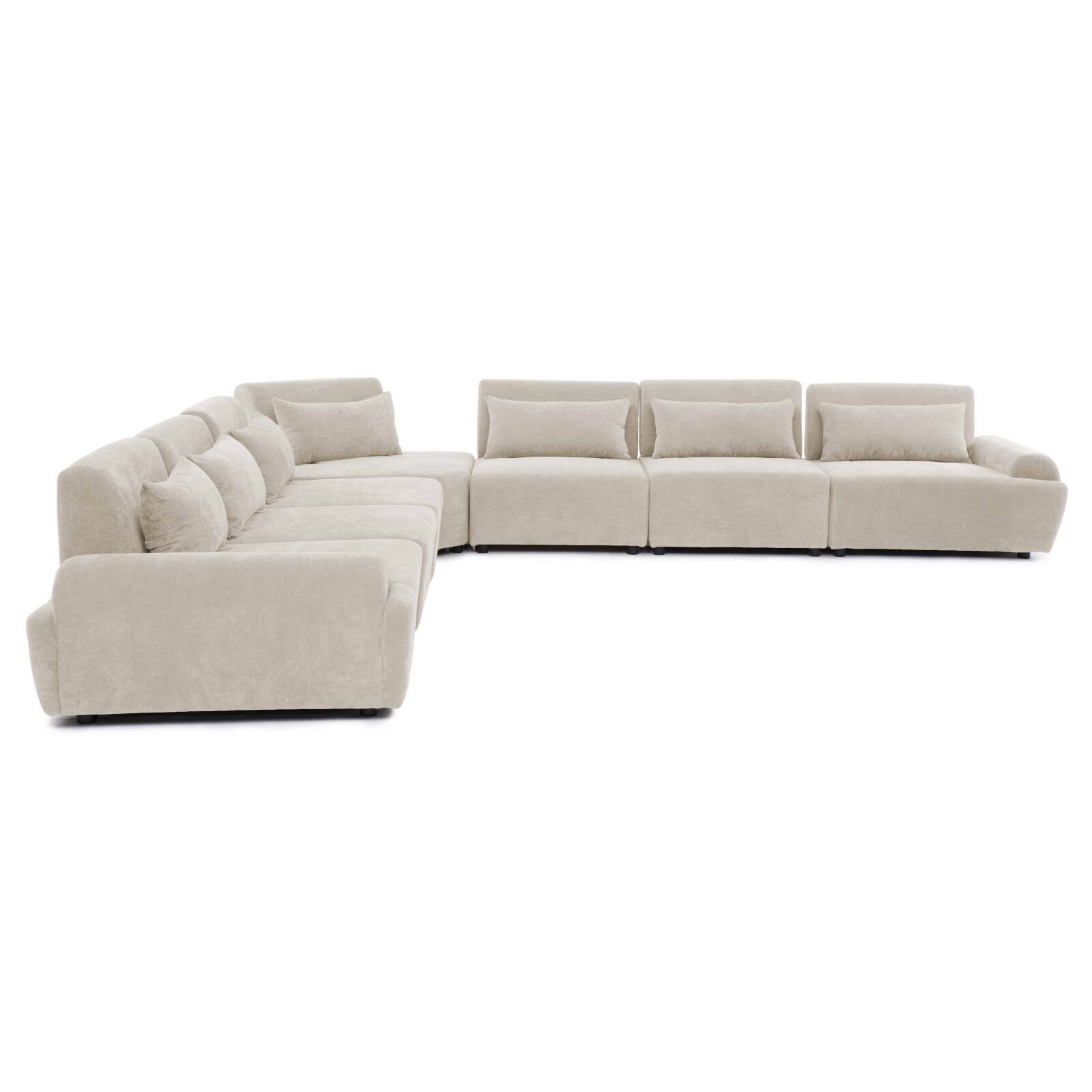Modulares Ecksofa 7-Sitzer aus Stoff mit Kissen