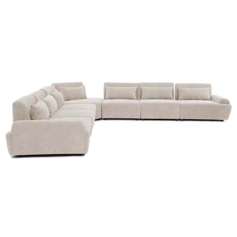 Modulares Ecksofa 7-Sitzer aus Stoff mit Kissen (4/8)