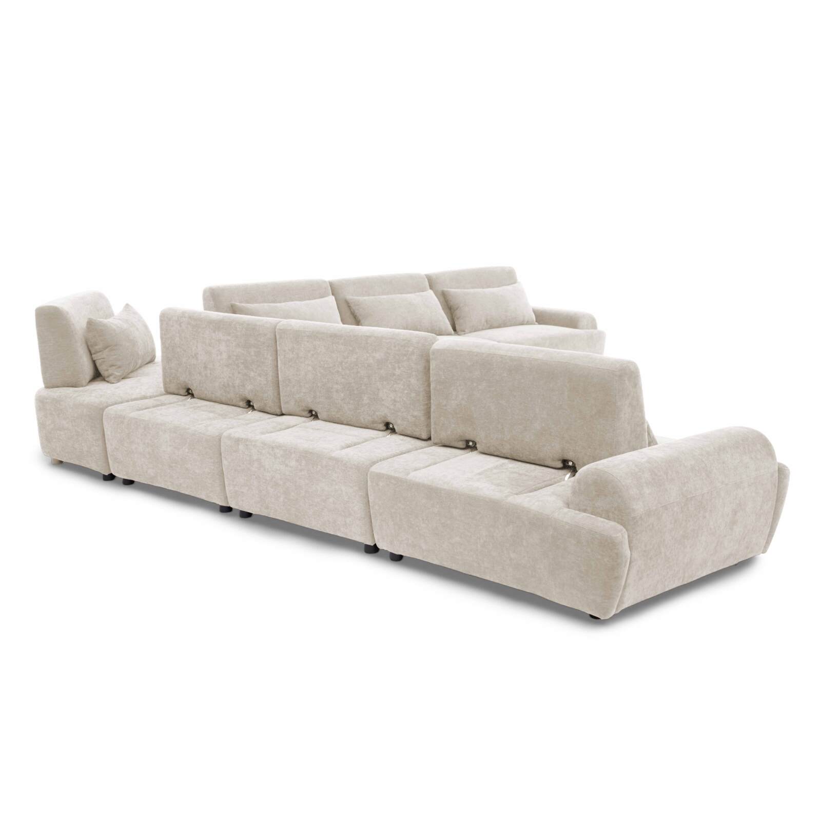 Modulares Ecksofa 7-Sitzer aus Stoff mit Kissen