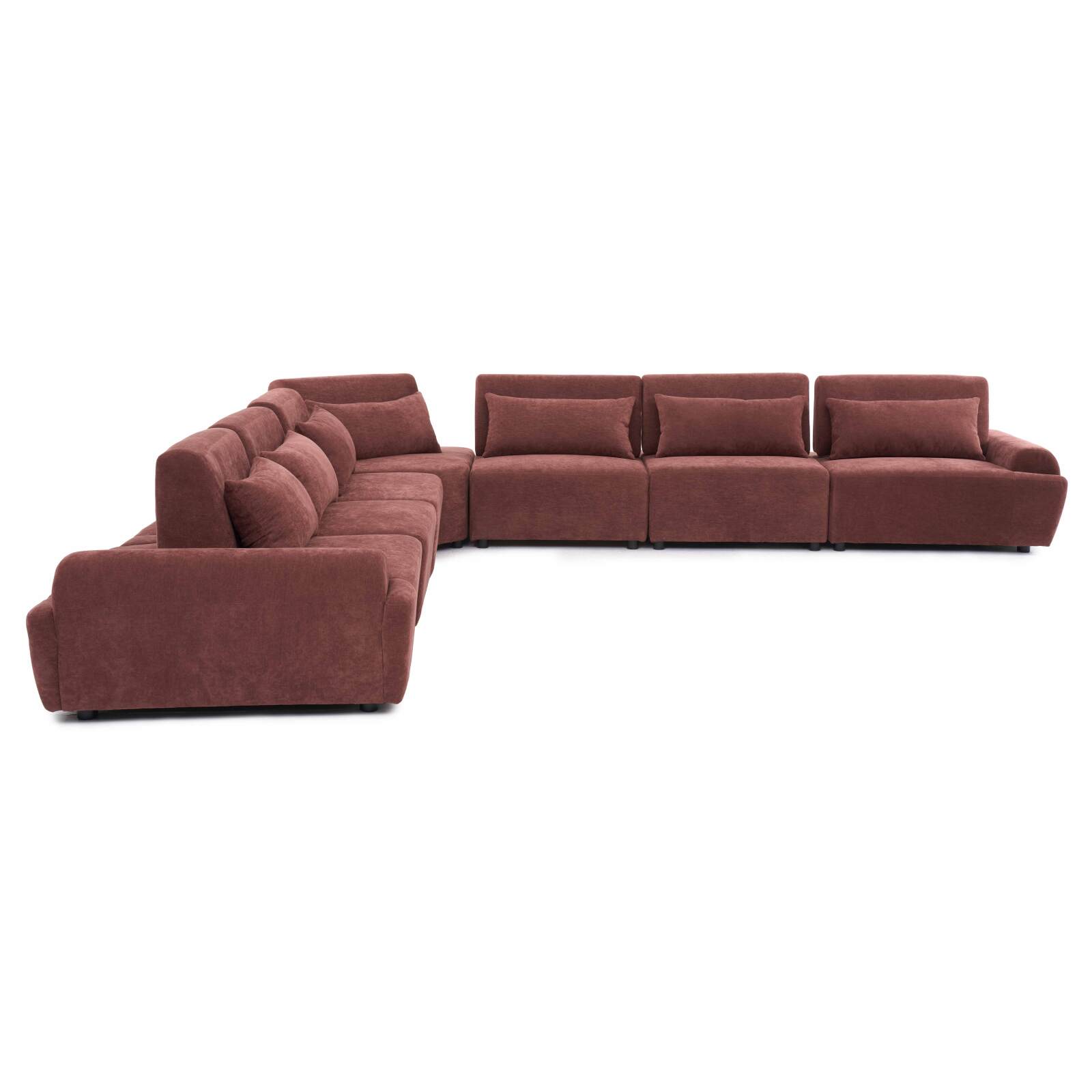 Modulares Ecksofa 7-Sitzer aus Stoff mit Kissen