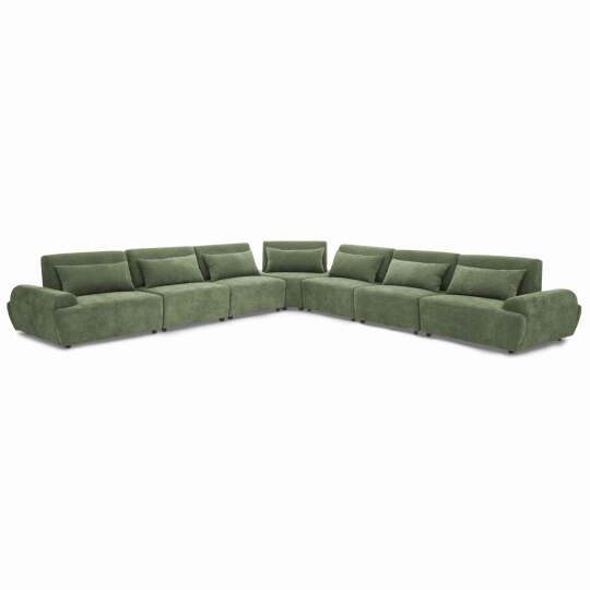 Modulares Ecksofa 7-Sitzer aus Stoff mit Kissen verstellbare Rückenlehne | Oviala