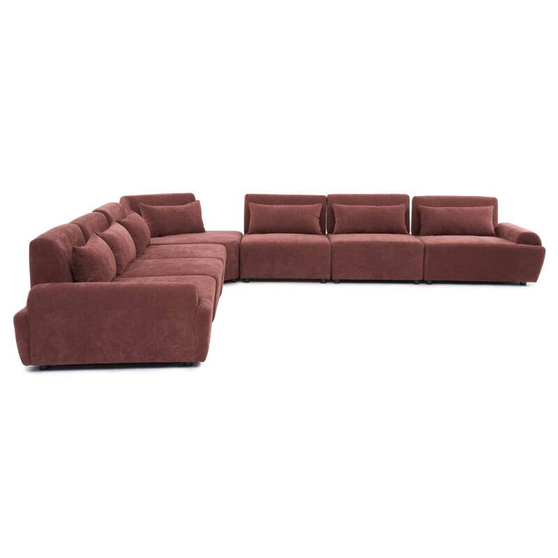 Modulares Ecksofa 7-Sitzer aus Stoff mit Kissen (3/9)