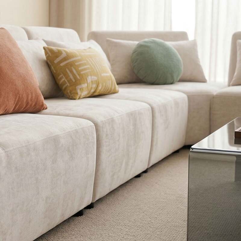 Modulares Ecksofa 7-Sitzer aus Stoff mit Kissen (2/8)