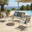 4-Sitzer-Gartenmöbel aus Aluminium mit 1 Sofa, 2 Sesseln und Couchtisch