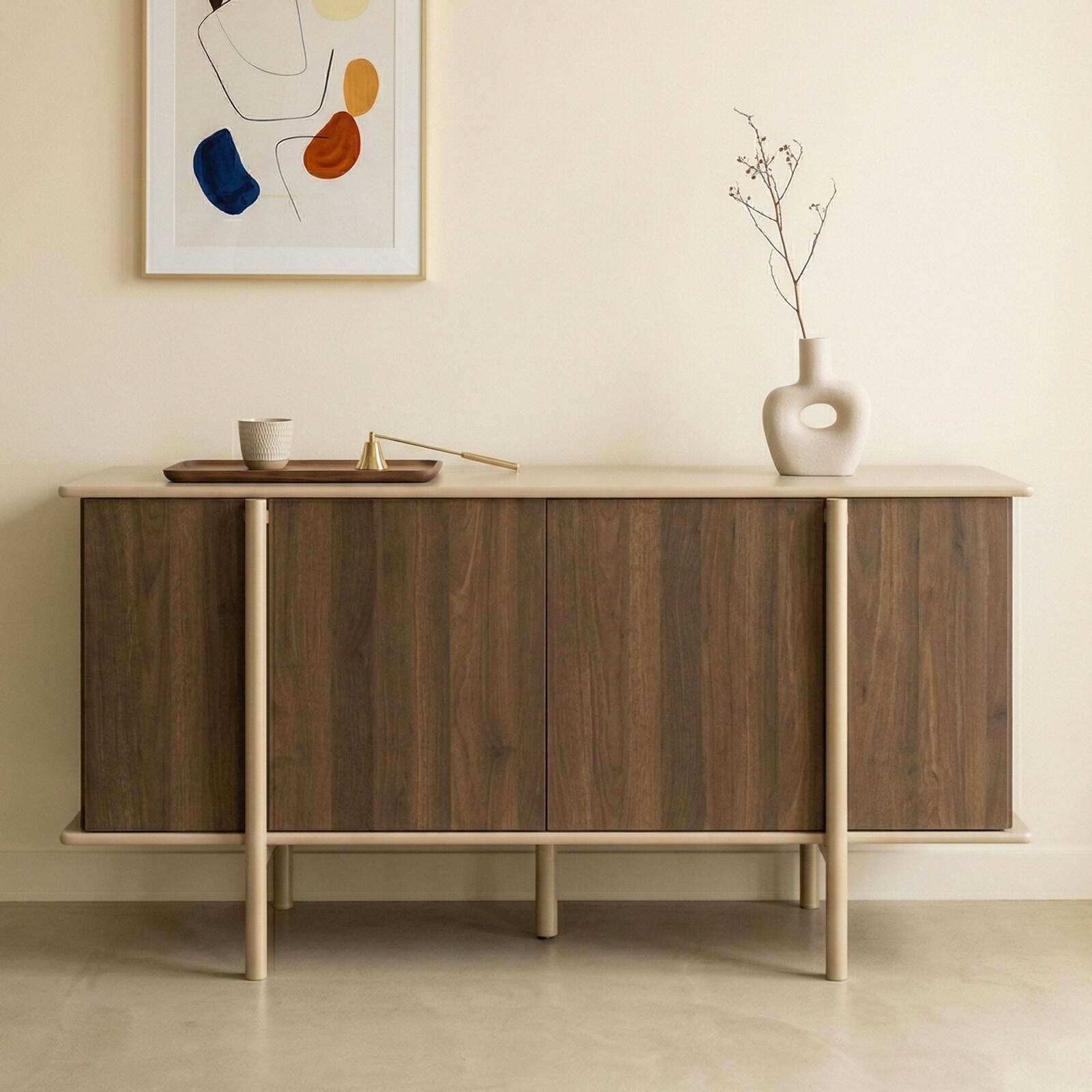 Sideboard in Holzoptik, 4 Türen, 180 cm