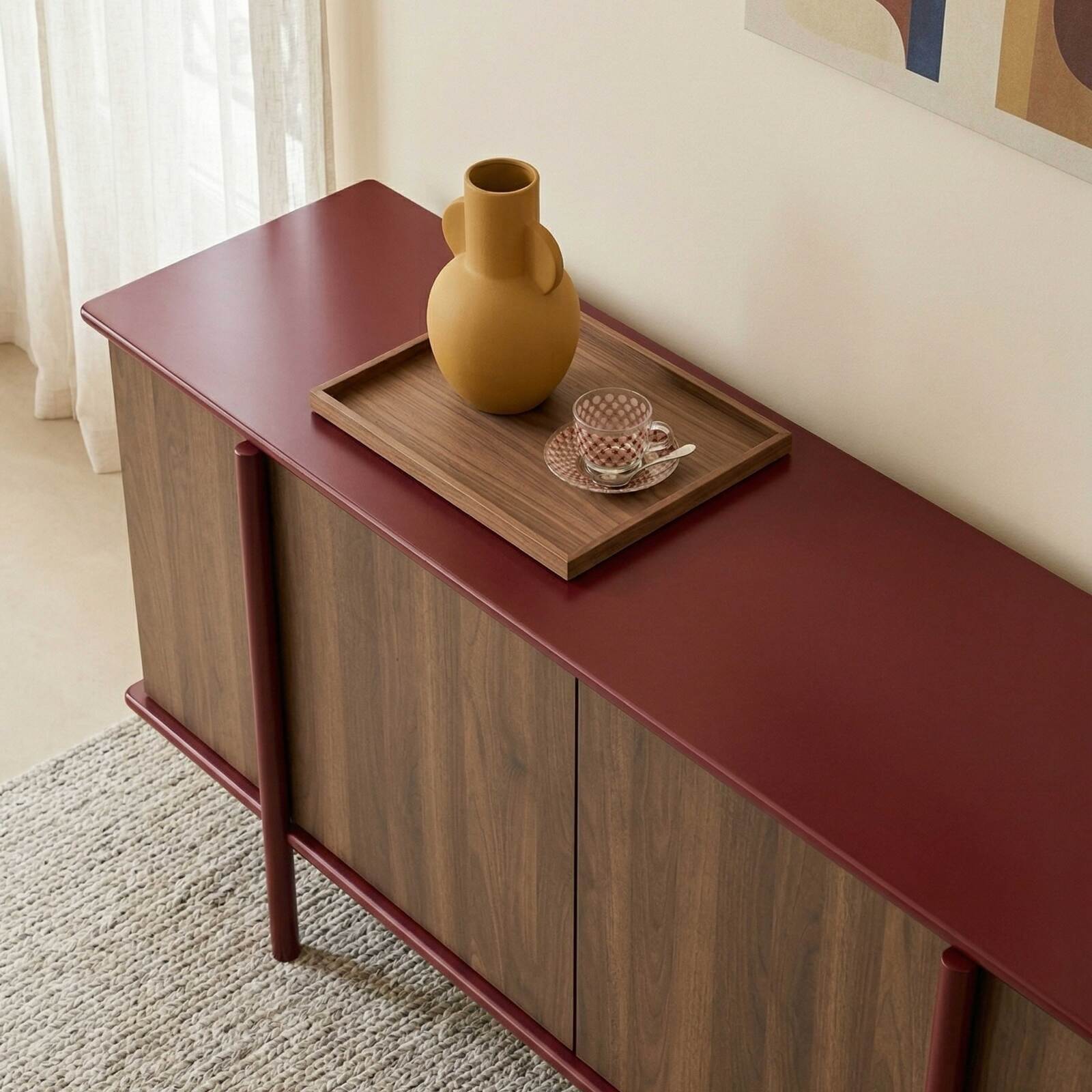 Sideboard in Holzoptik, 4 Türen, 180 cm