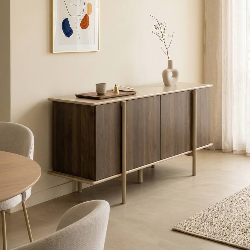 Sideboard in Holzoptik, 4 Türen, 180 cm