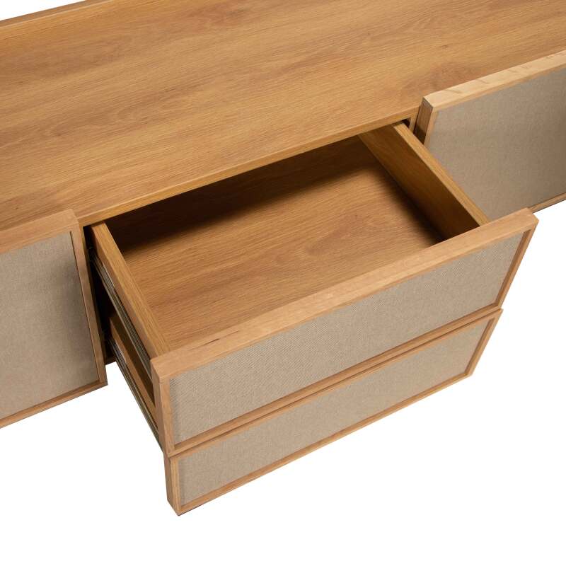 Lowboard in Holzoptik, 150 cm, mit Stoff, skandinavischer Stil (7/9)