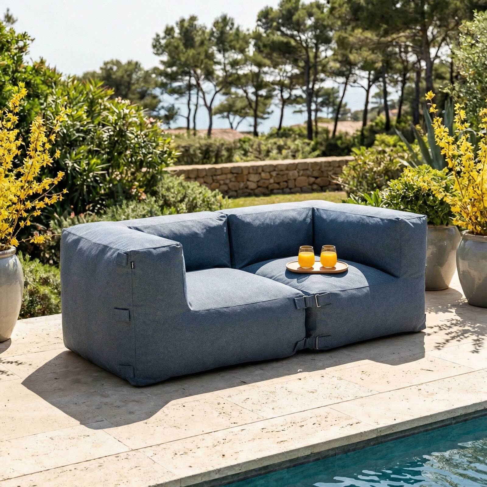 Modulare Gartenmöbel für 2 Personen bestehend aus 2 Ecksesseln