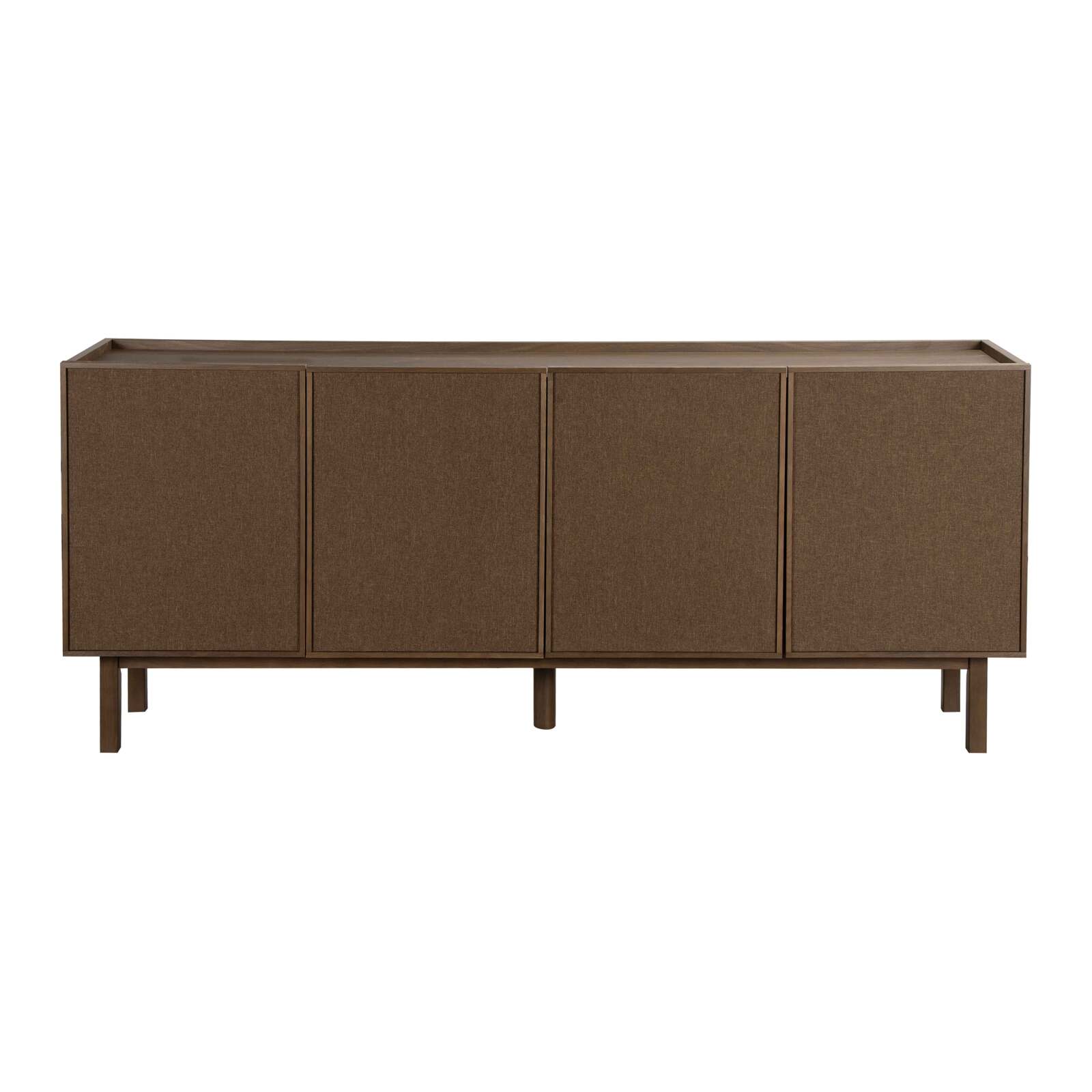 Sideboard in Holzoptik und Stoff, 4 Türen, 180 cm, skandinavischer Stil