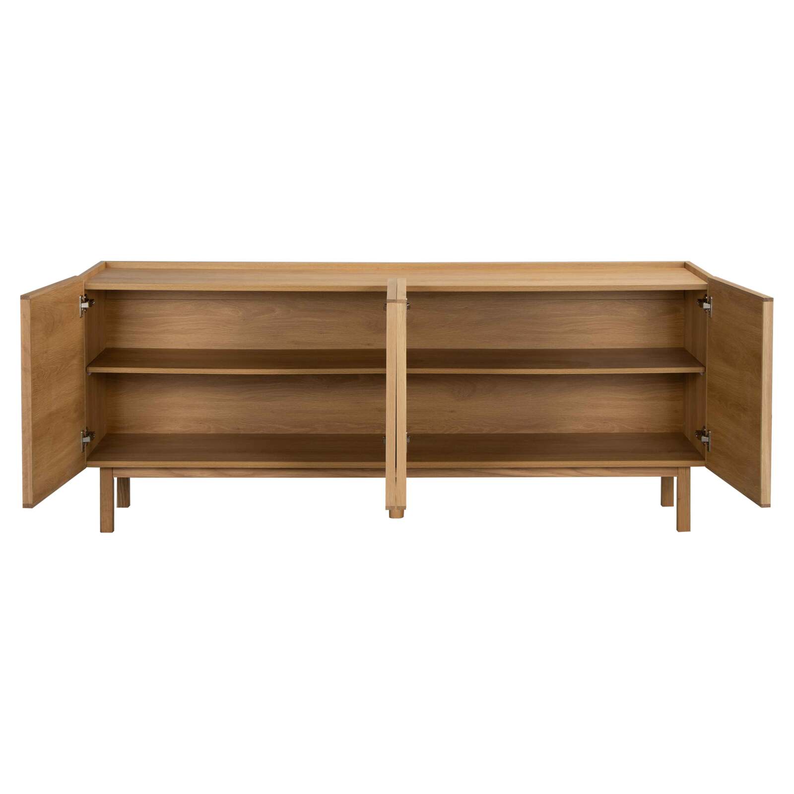 Sideboard in Holzoptik und Stoff, 4 Türen, 180 cm, skandinavischer Stil