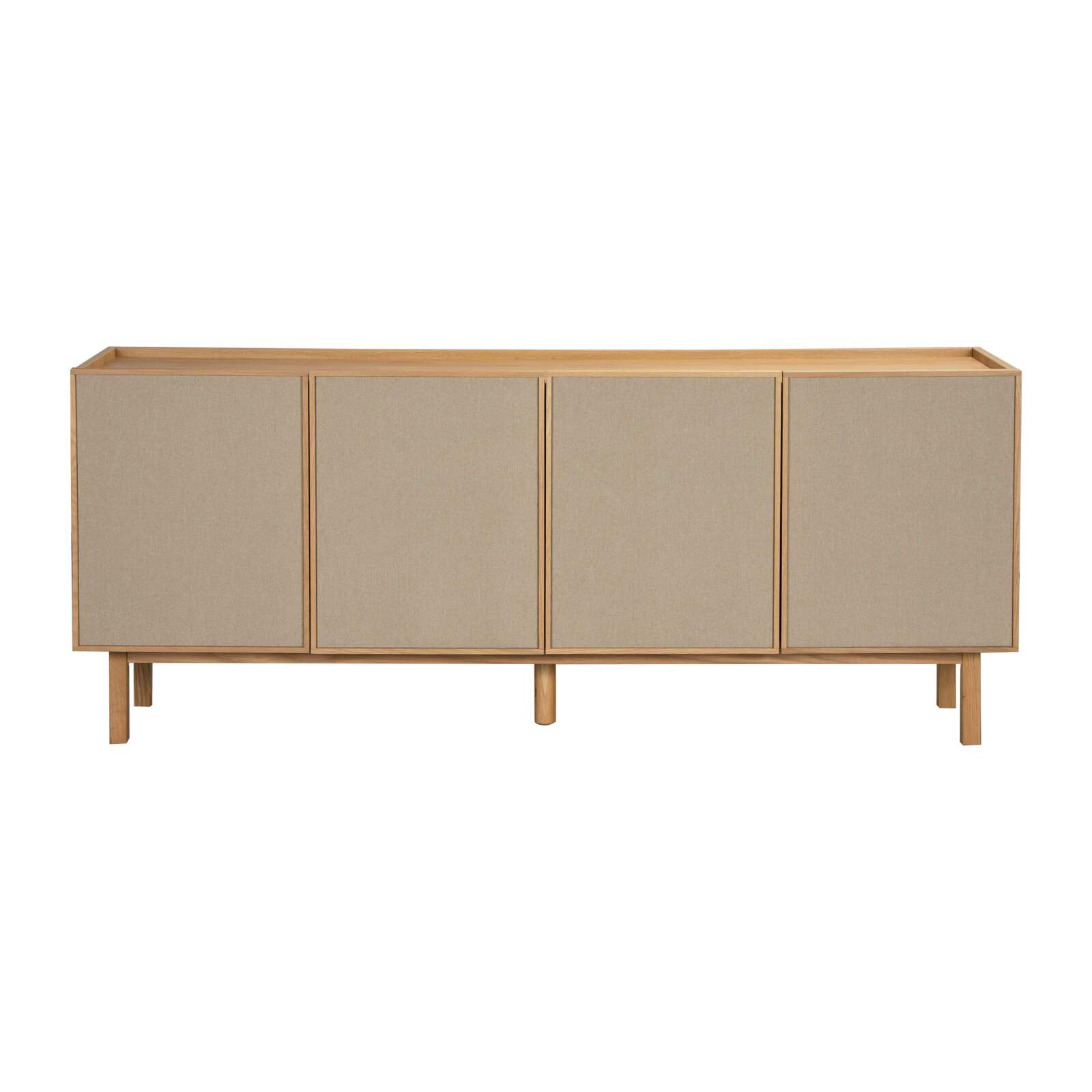 Sideboard in Holzoptik und Stoff, 4 Türen, 180 cm, skandinavischer Stil