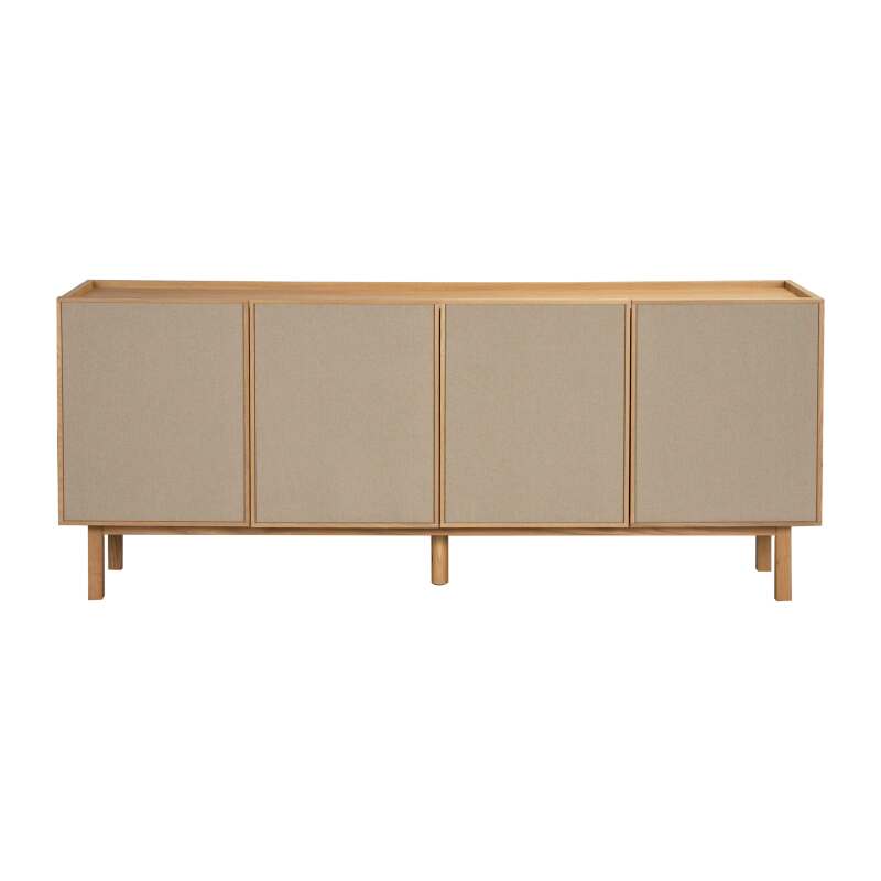 Sideboard in Holzoptik und Stoff, 4 Türen, 180 cm, skandinavischer Stil (5/9)