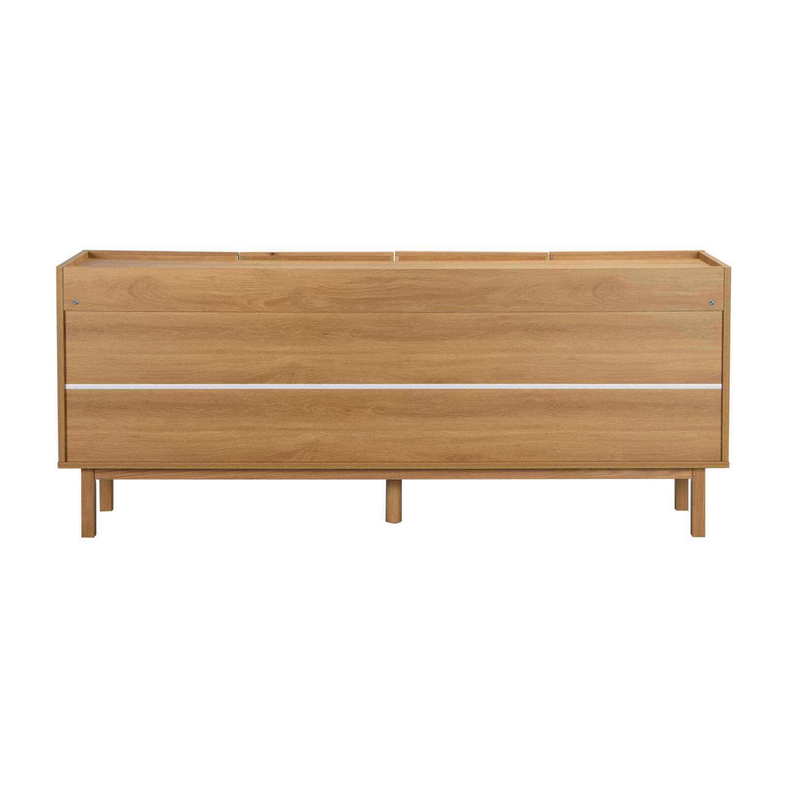 Sideboard in Holzoptik und Stoff, 4 Türen, 180 cm, skandinavischer Stil