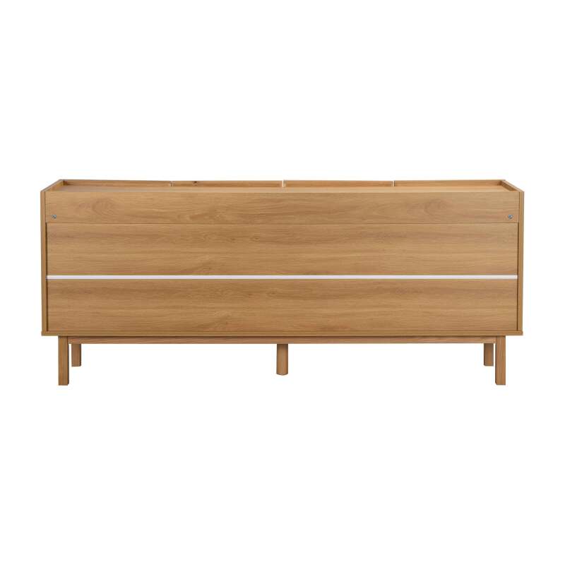 Sideboard in Holzoptik und Stoff, 4 Türen, 180 cm, skandinavischer Stil (7/9)