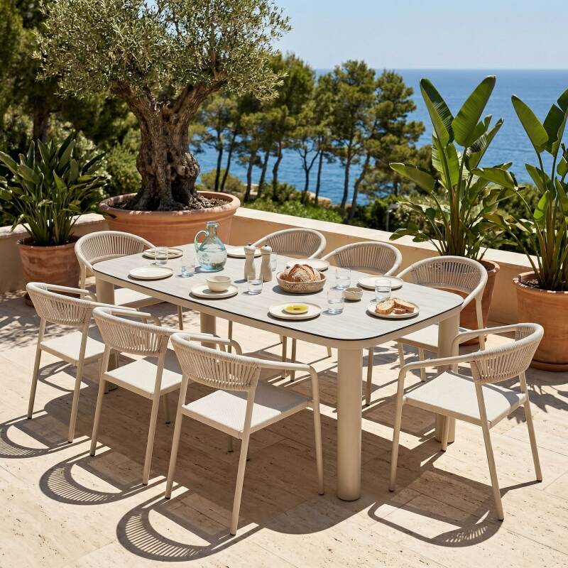 Gartentisch Aluminiumgestell, 8 Personen, 213x90 cm (6/7)