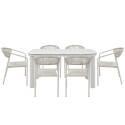 Gartentisch Aluminiumgestell, 6 Personen, 150x90 cm, und 6 Stühle aus Textilene