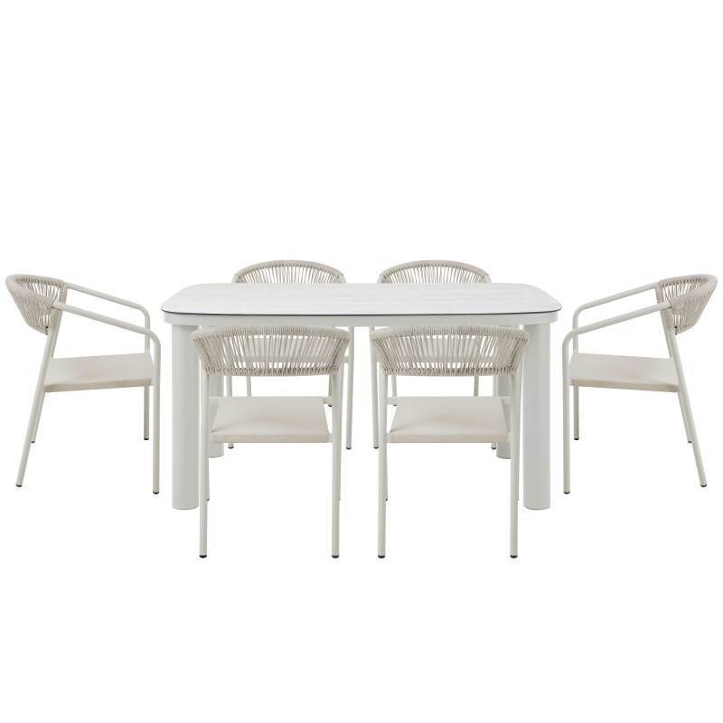 Gartentisch Aluminiumgestell, 6 Personen, 150x90 cm, und 6 Stühle aus Textilene (4/7)