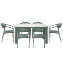 Gartentisch Aluminiumgestell, 6 Personen, 150x90 cm, und 6 Stühle aus Textilene