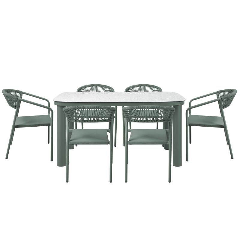 Gartentisch Aluminiumgestell, 6 Personen, 150x90 cm, und 6 Stühle aus Textilene (4/7)