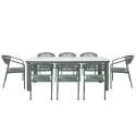 Gartentisch Aluminiumgestell, 8 Personen, 213x90 cm, und 8 Stühle aus Textilene