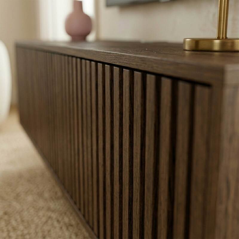 Hängendes Lowboard aus heller Holzoptik, 120 cm, skandinavischer Stil (3/9)