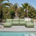 Modulare Gartenmöbel für 5 Personen bestehend aus 2 Kaminstühlen, 1 Ecksessel, 1 Chaiselongue und 1 Sitzsack