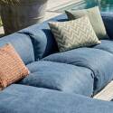 Modulare Gartenmöbel für 5 Personen bestehend aus 2 Kaminstühlen, 1 Ecksessel, 1 Chaiselongue und 1 Sitzsack