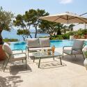 Gartenlounge Set aus Metall und Sicherheitsglas für 4 Sitzen