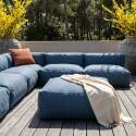 Modulare Gartenmöbel für 7 Personen bestehend aus 5 Kaminstühlen, 1 Ecksessel, 1 Chaiselongue und 1 Sitzsack