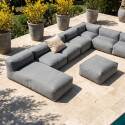 Modulare Gartenmöbel für 7 Personen bestehend aus 5 Kaminstühlen, 1 Ecksessel, 1 Chaiselongue und 1 Sitzsack