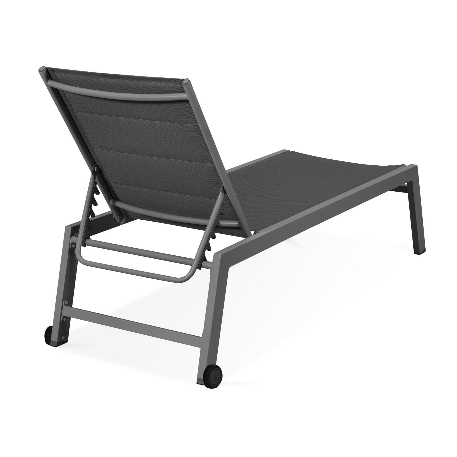 Set aus 2 Sonnenliegestühlen mit Rädern, 5-fach verstellbar 