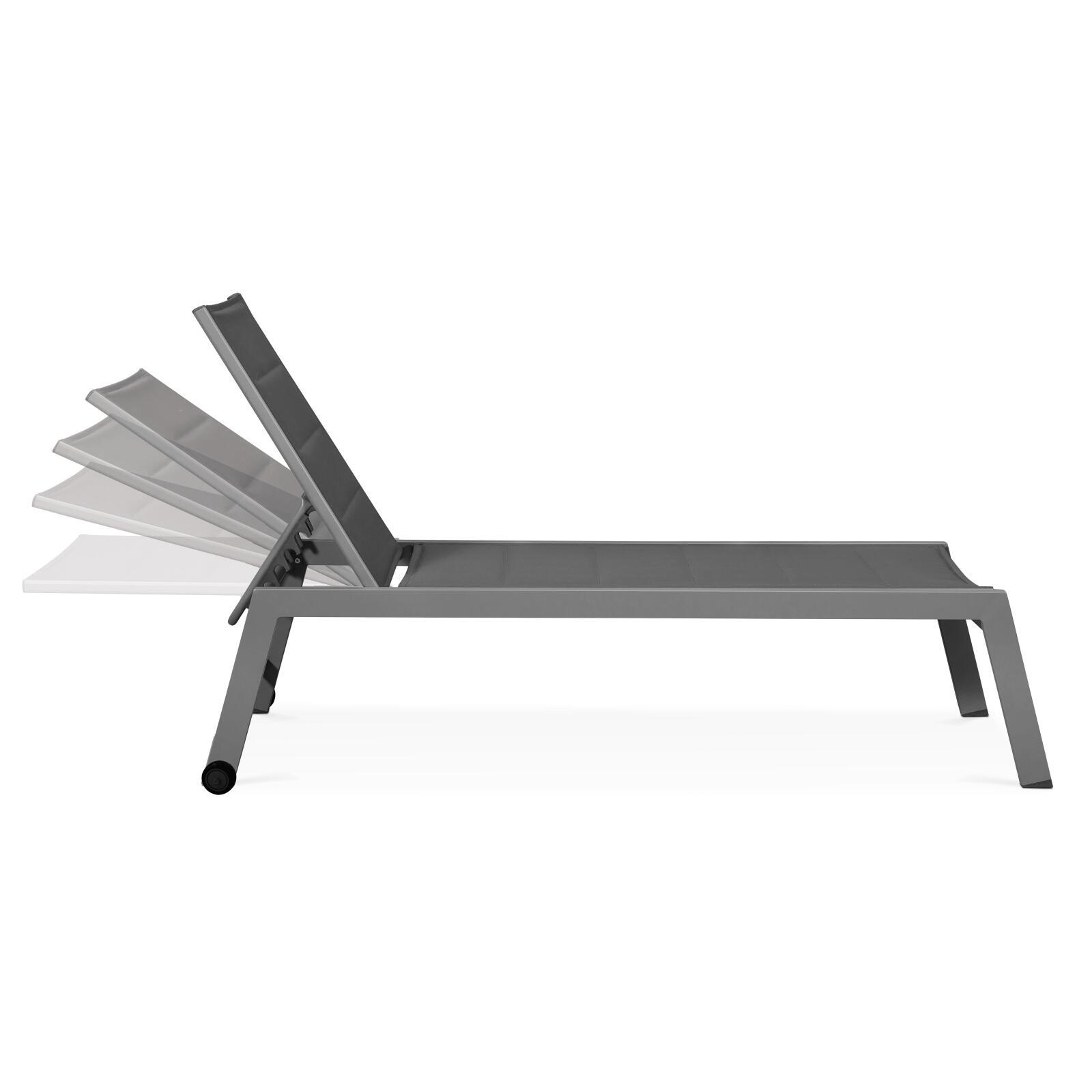 Set aus 2 Sonnenliegestühlen mit Rädern, 5-fach verstellbar 