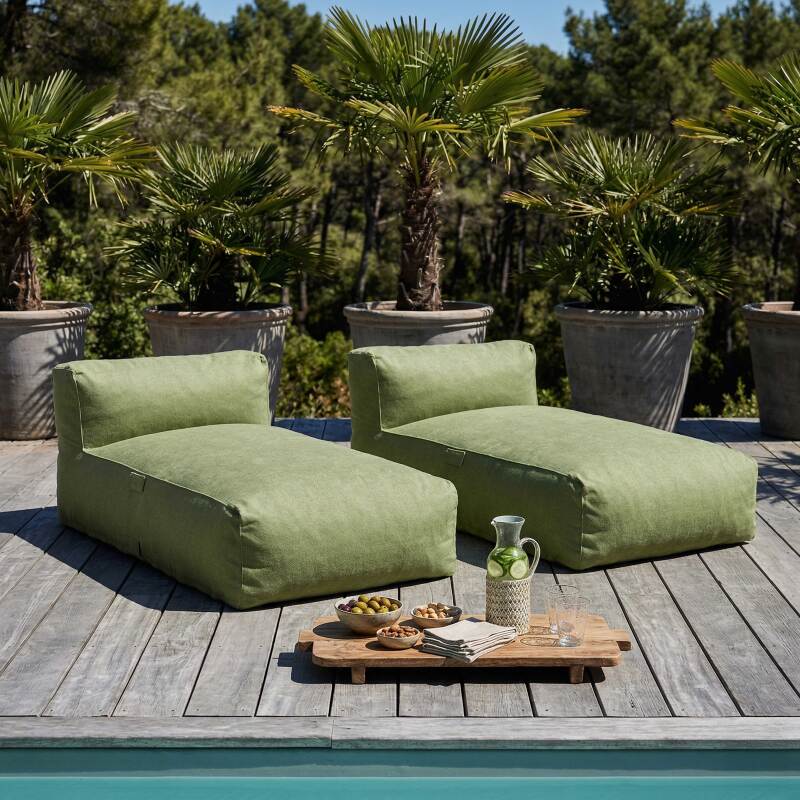 Modulare Gartenmöbel für 2 Personen bestehend aus 2 Chaiselongues