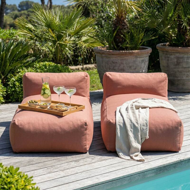 Modulare Gartenmöbel für 2 Personen bestehend aus 2 Chaiselongues (3/6)